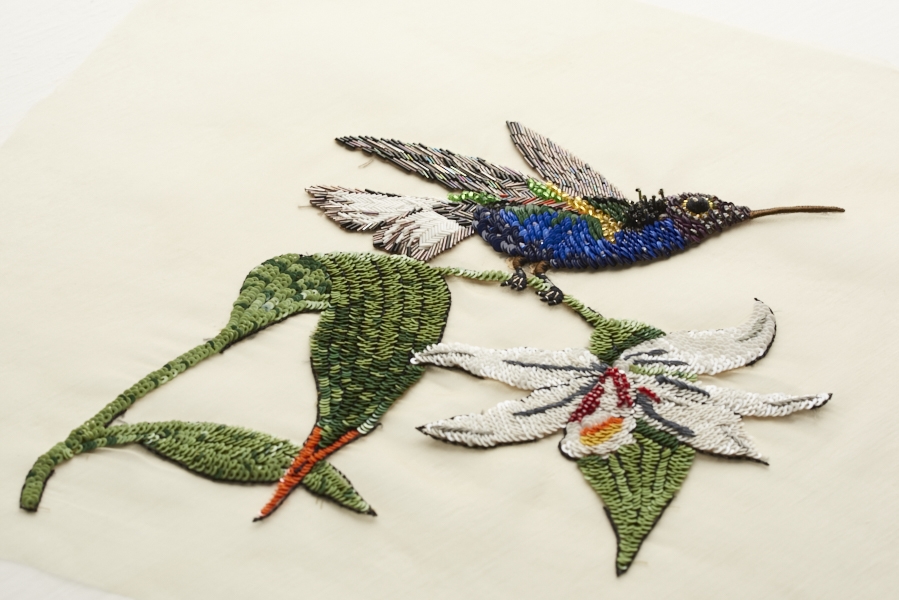 Dream Blueprints Design Studio , Hand Embroidery Atelier, sequin, swarovski bird